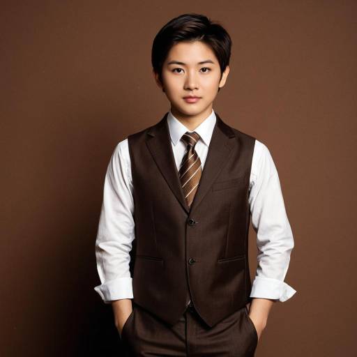 Asian Male in Earth Tone Formal Outfit