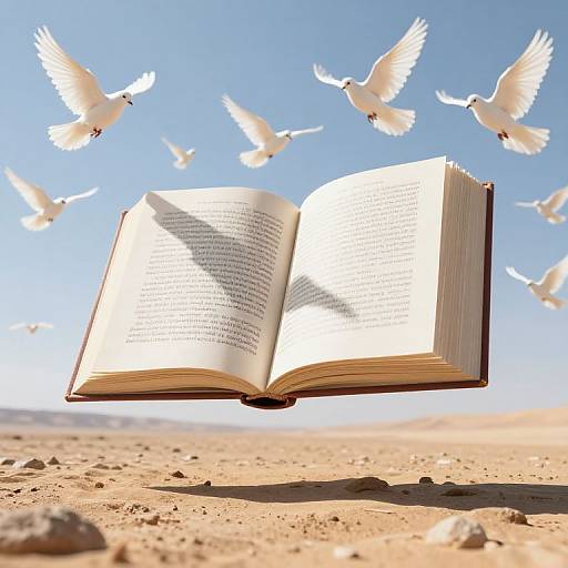 Levitating Giant Book with Doves