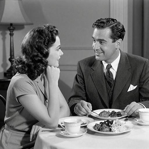 Vintage 1940s Couple Dining Portrait