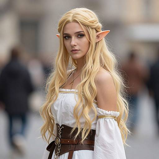 Realistic Blonde Elven Female Portrait