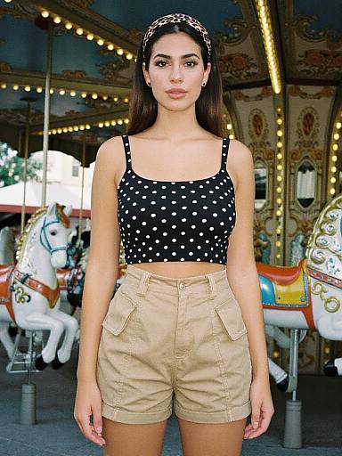 Stylish Woman at Vibrant Carousel