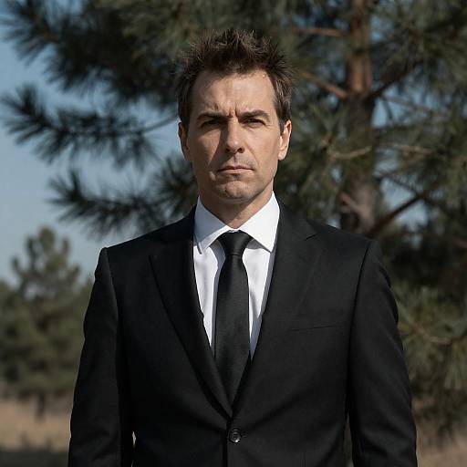 Serious Middle-Aged Man in Nature