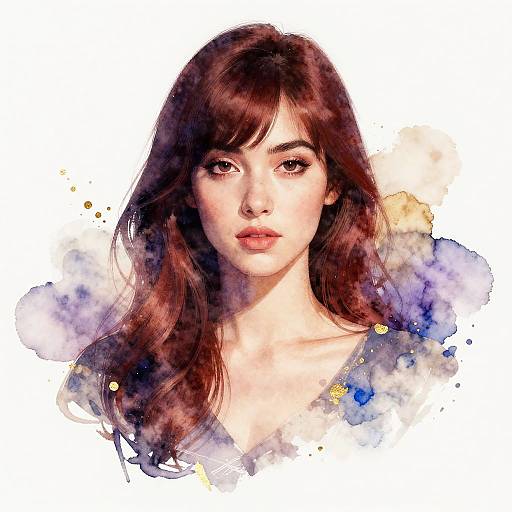 Serene Woman Portrait with Watercolor