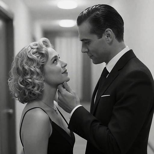 Intimate Black-and-White Hallway Portrait