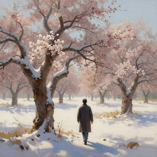Dreamlike Gouache Winter Orchard Arrival