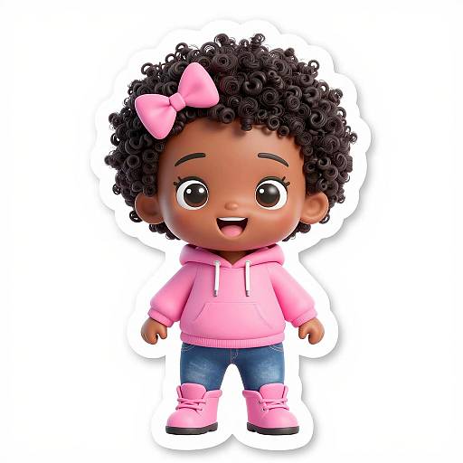 Kawaii Black Baby Cartoon Sticker Art