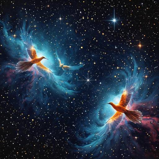 Surreal Phoenix Birds Over Orion Nebula Star Map Surreal Phoenix Birds Over Orion Nebula Star Map