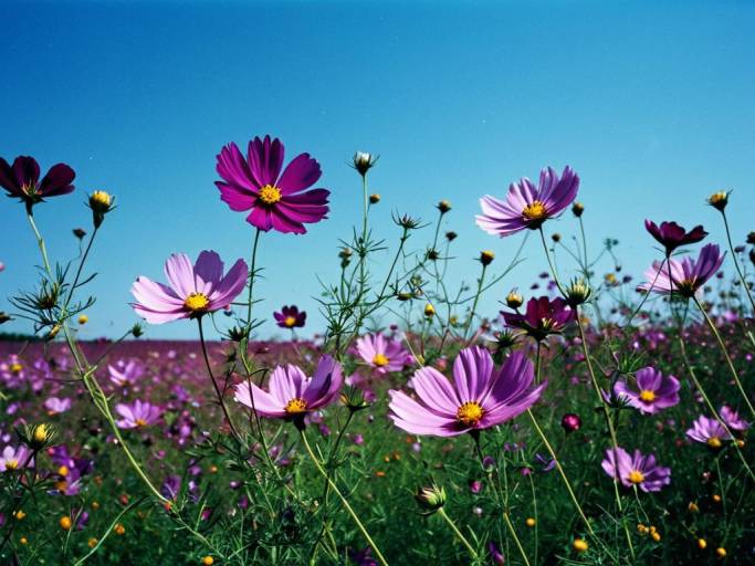 Vibrant Cosmos Flower Field Wallpaper