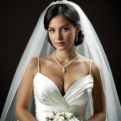 Elegant Bride in White Wedding Dress