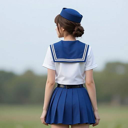 Realistic Woman in Sailor School Uniform