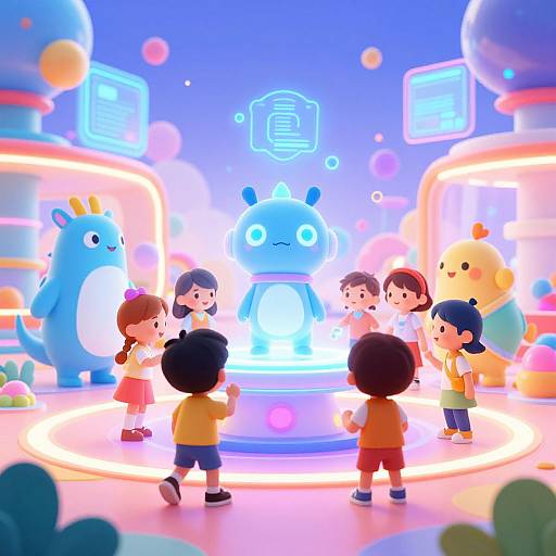 Cyberpunk Playground with AI Kids