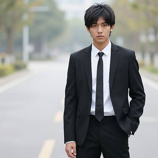 Realistic Portrait of Man in Black Suit