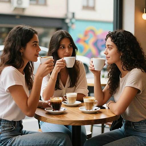 Cozy Café Scene with Young Latinas