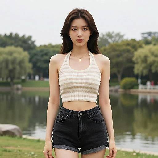 Casual Summer Style by Scenic Lake