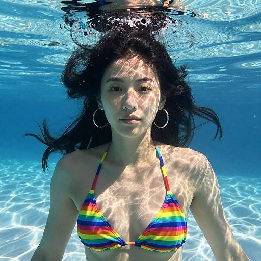 Underwater Portrait of Asian Woman
