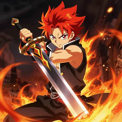 Fiery Anime Boy in Battle