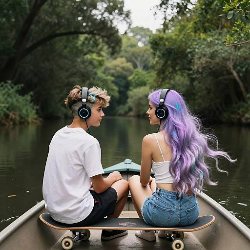 Holographic Skateboarder and Lavender Muse