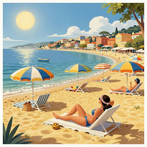 Vibrant Vintage French Seaside Poster