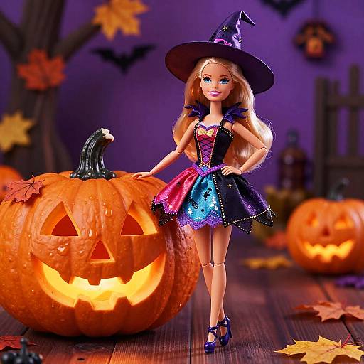 Barbie Halloween Witch Pumpkin Scene