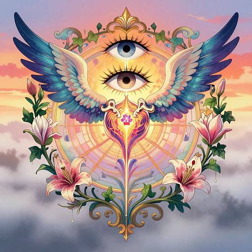 Esoteric Sacred Ornament with Wings