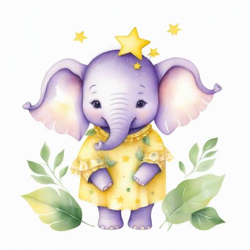 Adorable Purple Elephant Watercolor Art
