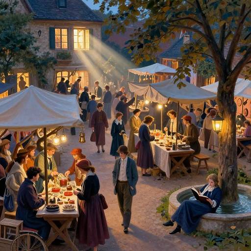 Impressionist Medieval Market Twilight