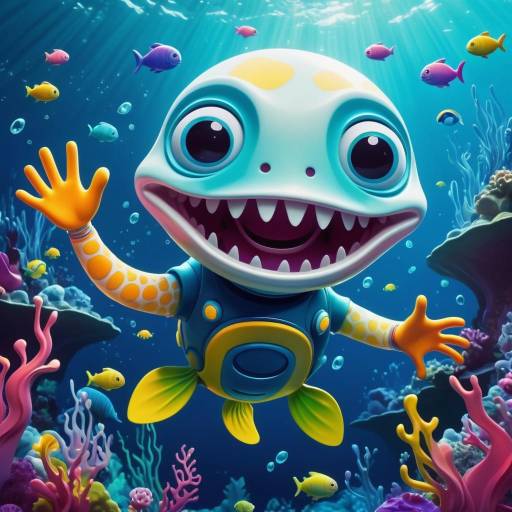Joyful Fetus in Surreal Underwater Scene