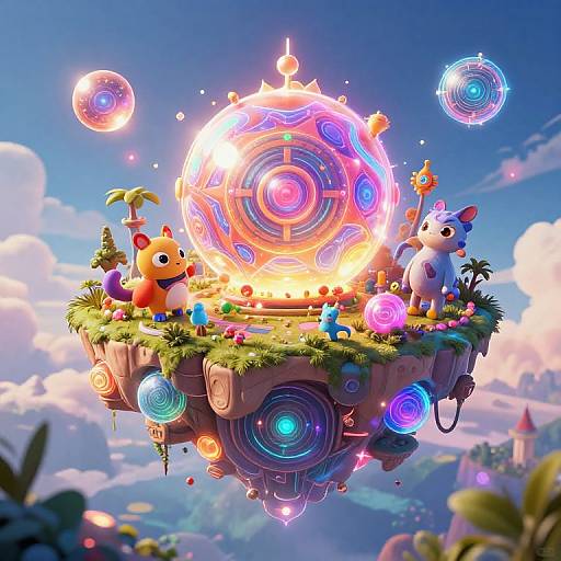 Vibrant Floating Island Digital Art