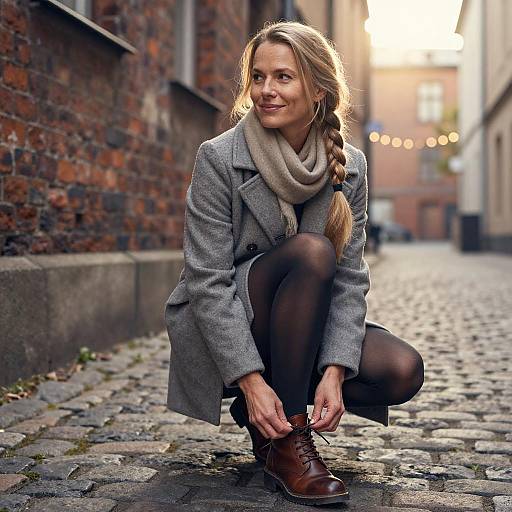 Charming Scandinavian Woman in Urban Alley