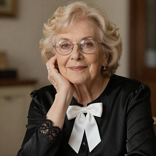 Elegant Elderly Woman in Black Dress