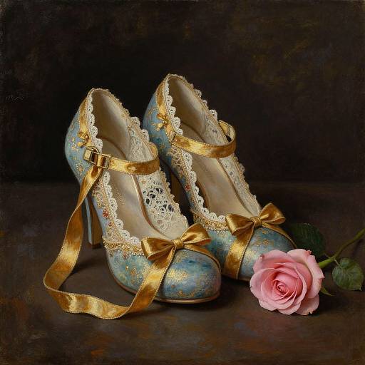 Elegant Shabby Chic Shoes Painting