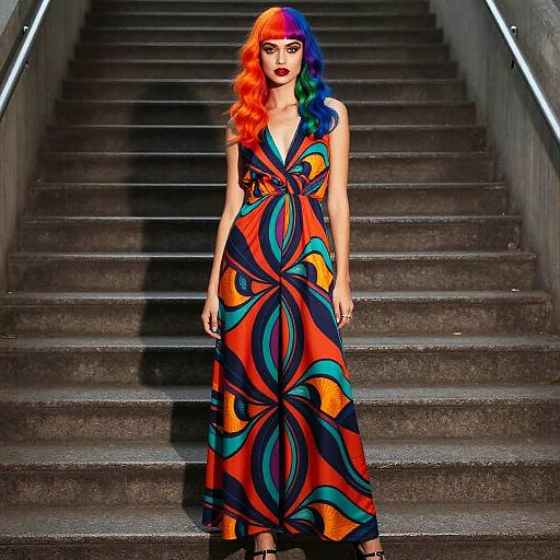 Color Blocking Hairstyle with Neon Reflections