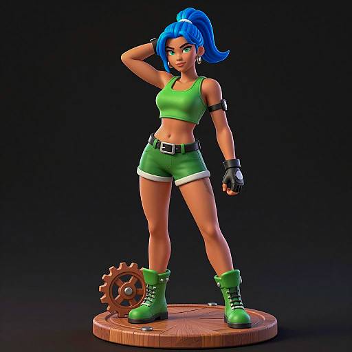 Confident Blue-Haired Woman Illustration