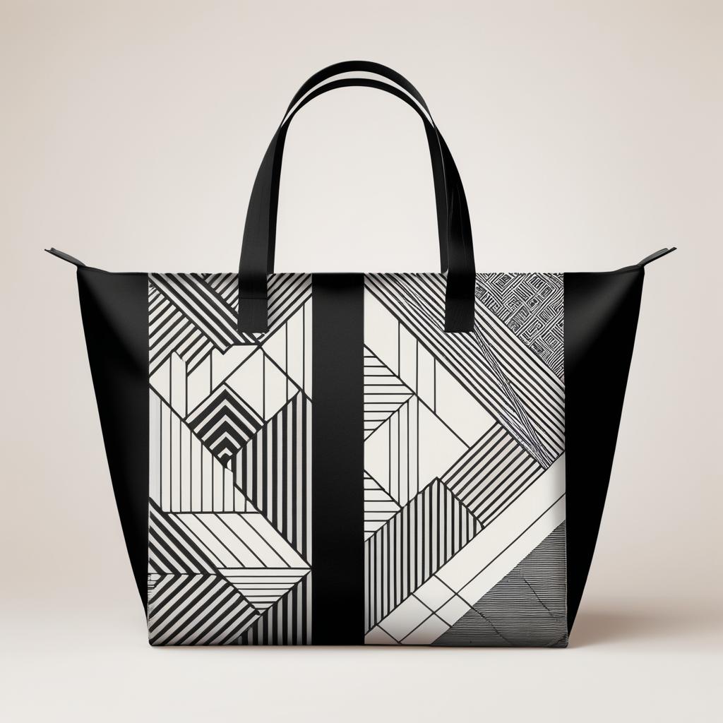 Dramatic Black and White Tote Bag Design