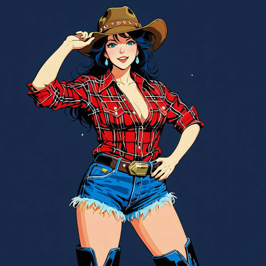 Retro Cowgirl Bounty Hunter in Action