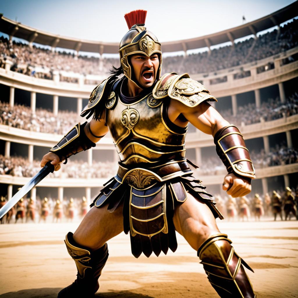 Fearless Gladiator in Coliseum Fight