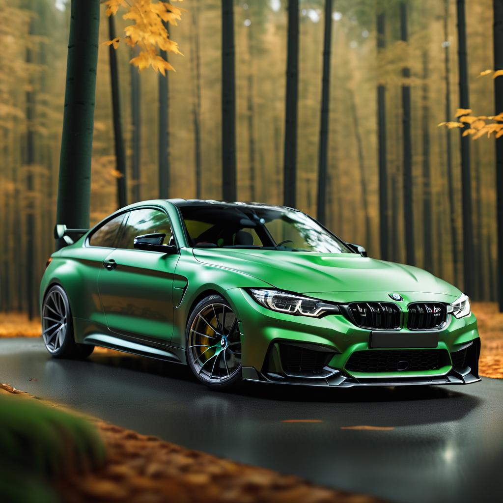 Athletic Woman with BMW M4 in Autumn