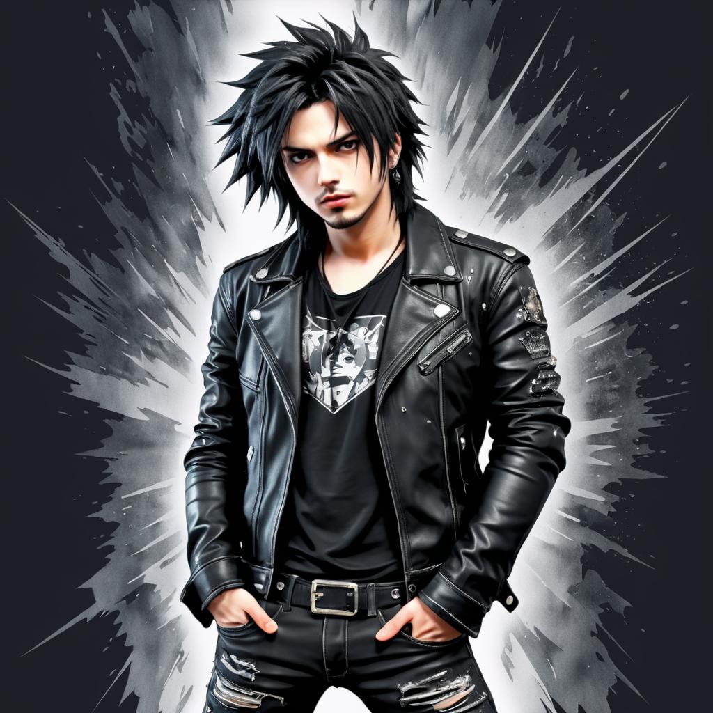 Charismatic Rock Star Anime Portrait