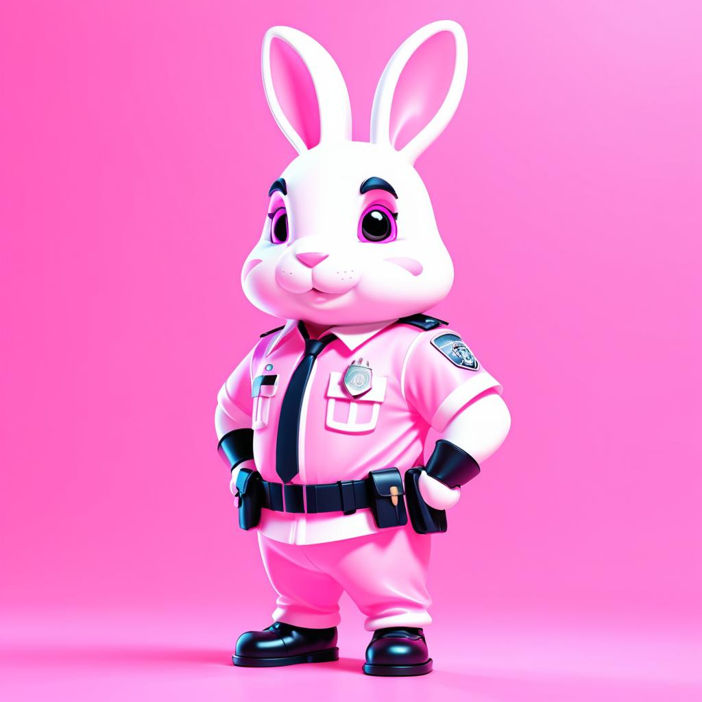 Curious Rabbit in Policier Outfit