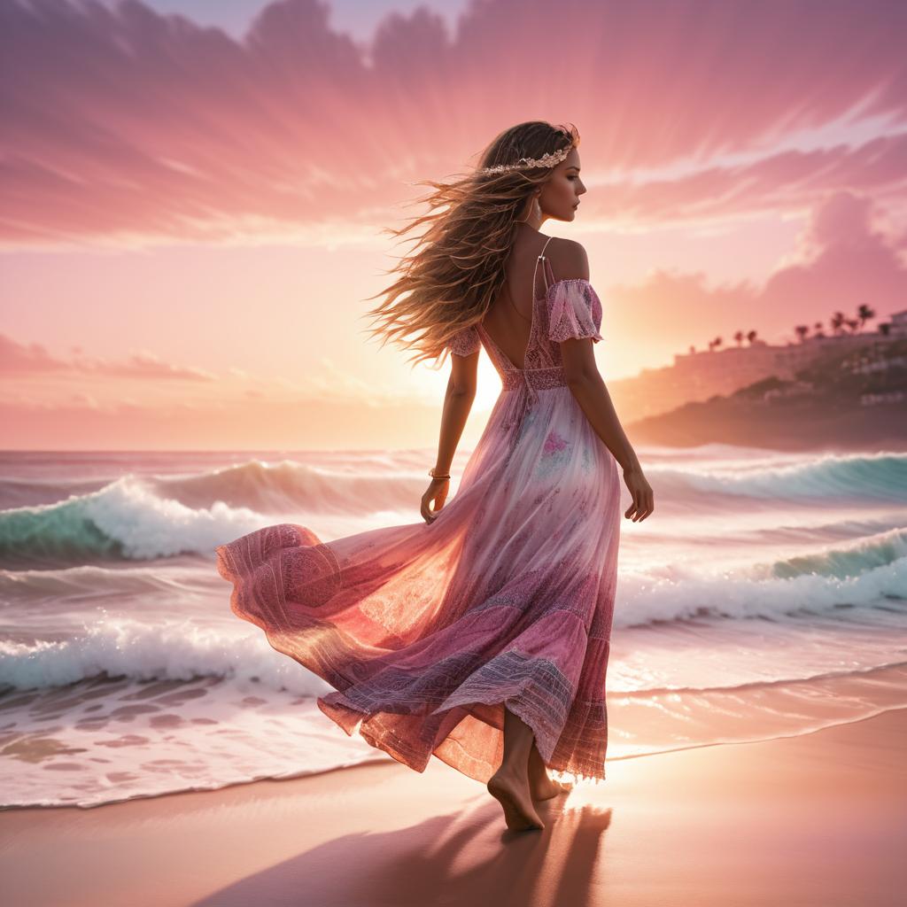 Bohemian Beauty Against Dramatic Waves