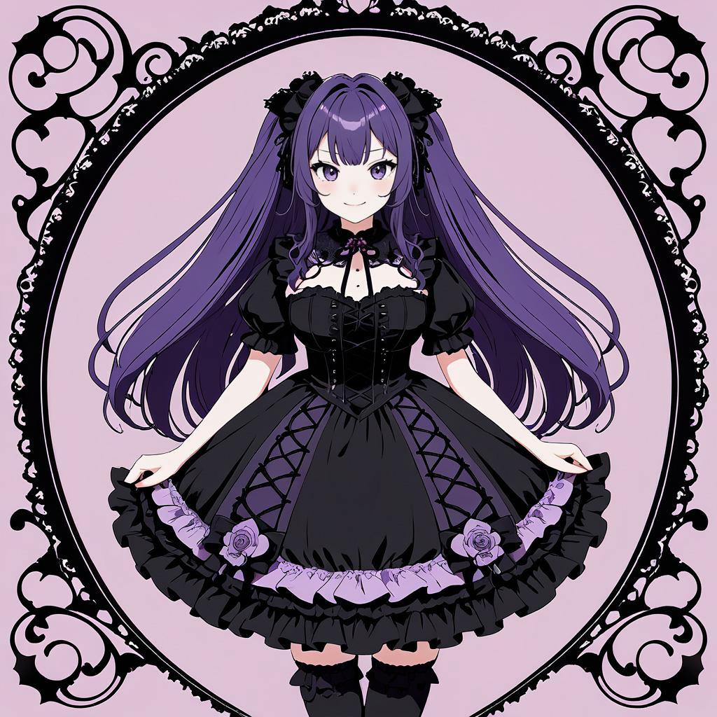 Gothic Lolita Girl with Purple Hair