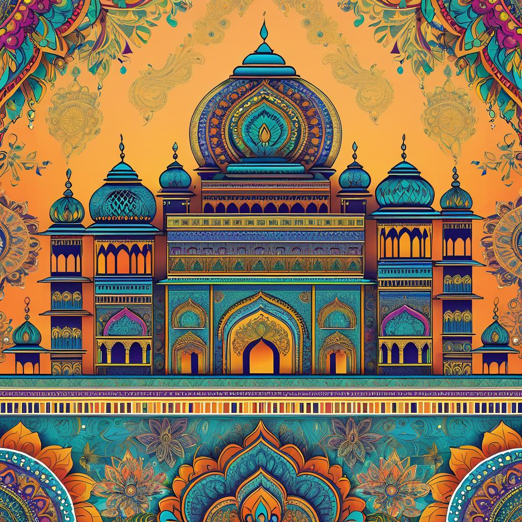 Vibrant Indian Palace Design Illustration