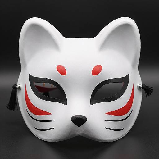 White Fox Mask with Black and Red Details