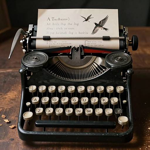 Ancient Typewriter with Ethereal Poetry