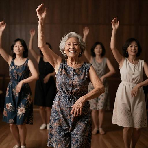 Joyful Dance in a Dimly Lit Room