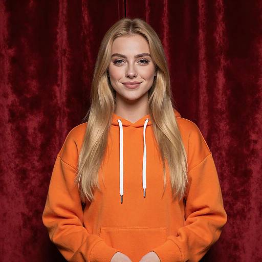Young Woman in Orange Hoodie Portrait