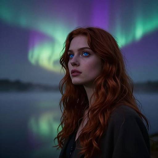 Chiaroscuro Portrait Beneath Aurora Sky