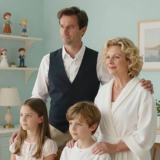 Family Portrait in a Pastel Room