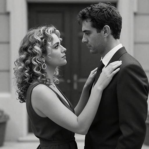 Intense Black-and-White Portrait of Couple