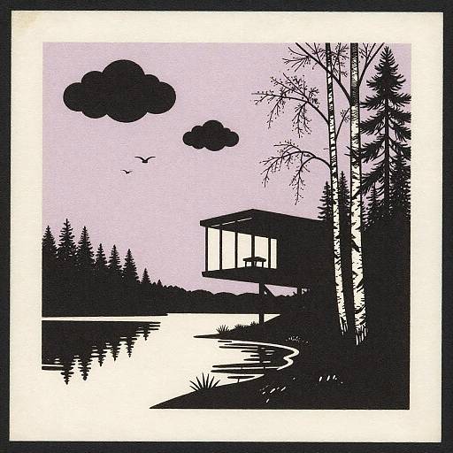 Mid-Century Modern Lakeside Silhouette